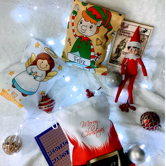 Bolsos de Tela NavideƱos (22x29cm) - Santa - Ćngel - Duende