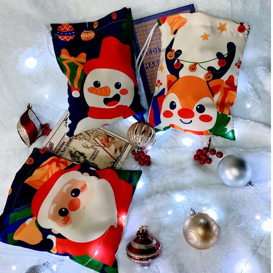 Bolsos de Tela NavideƱos (22x29cm) - Santa - Reno - MuƱeco