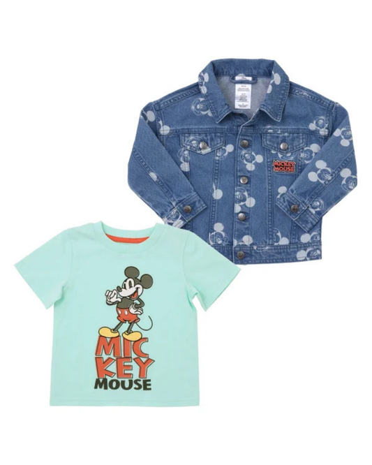 Conjunto Infantil: Chaqueta de Mezclilla y Camiseta Mickey Mouse