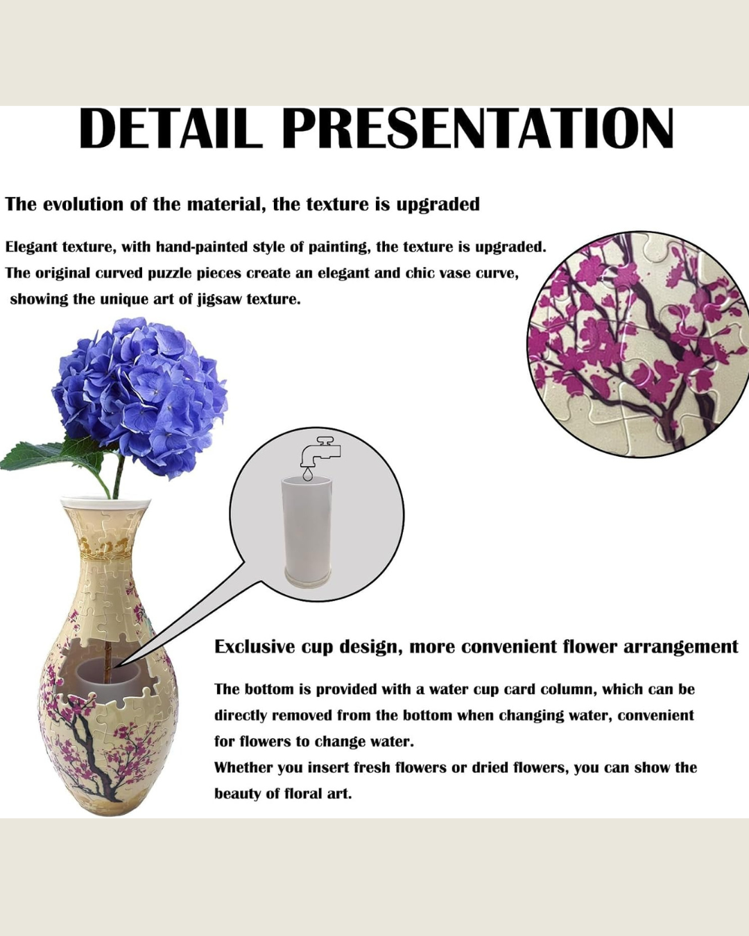 Jarrón Rompecabezas 3D Floral Primavera - 160 Piezas
