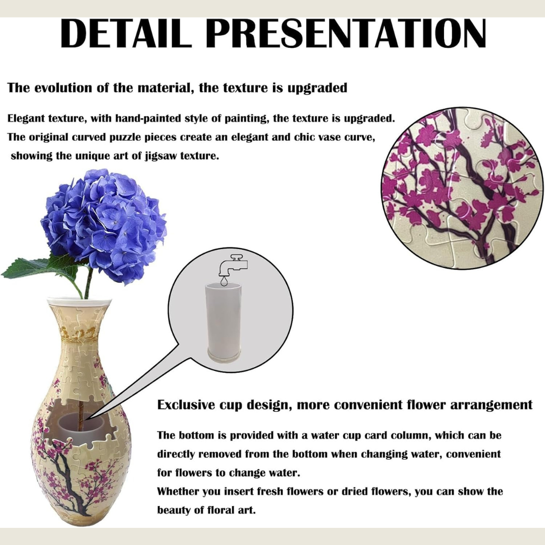Jarrón Rompecabezas 3D Floral Primavera - 160 Piezas