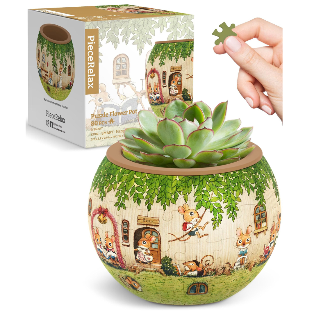 Rompecabezas 3D Maceta Feliz Lectura 80 Piezas Pintoo