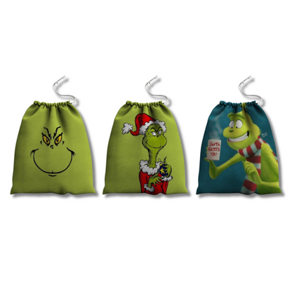 Bolsos de Tela Navideños (22x29cm) - Grinch x 3