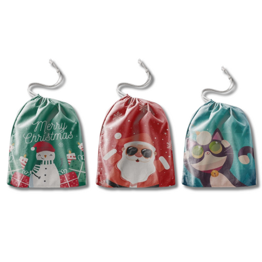 Bolsos de Tela Navideños (22x29cm) - Santa - Muñeco - Gatito