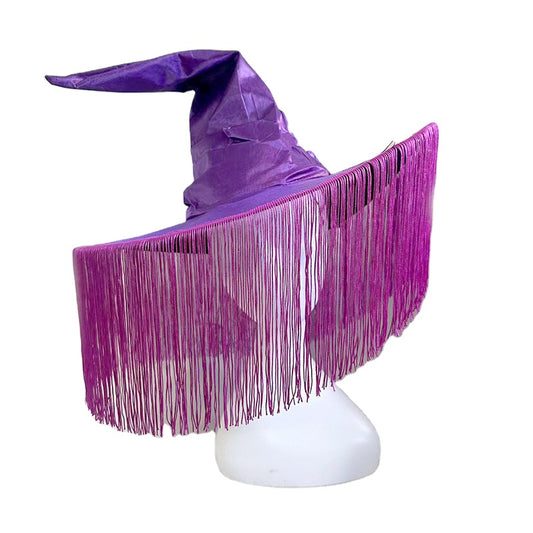 Halloween Sombrero Bruja Morado con flecos