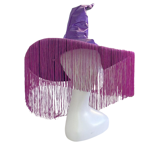 Halloween Sombrero Bruja Morado con flecos