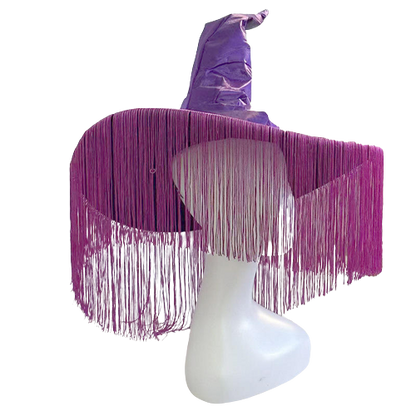 Halloween Sombrero Bruja Morado con flecos