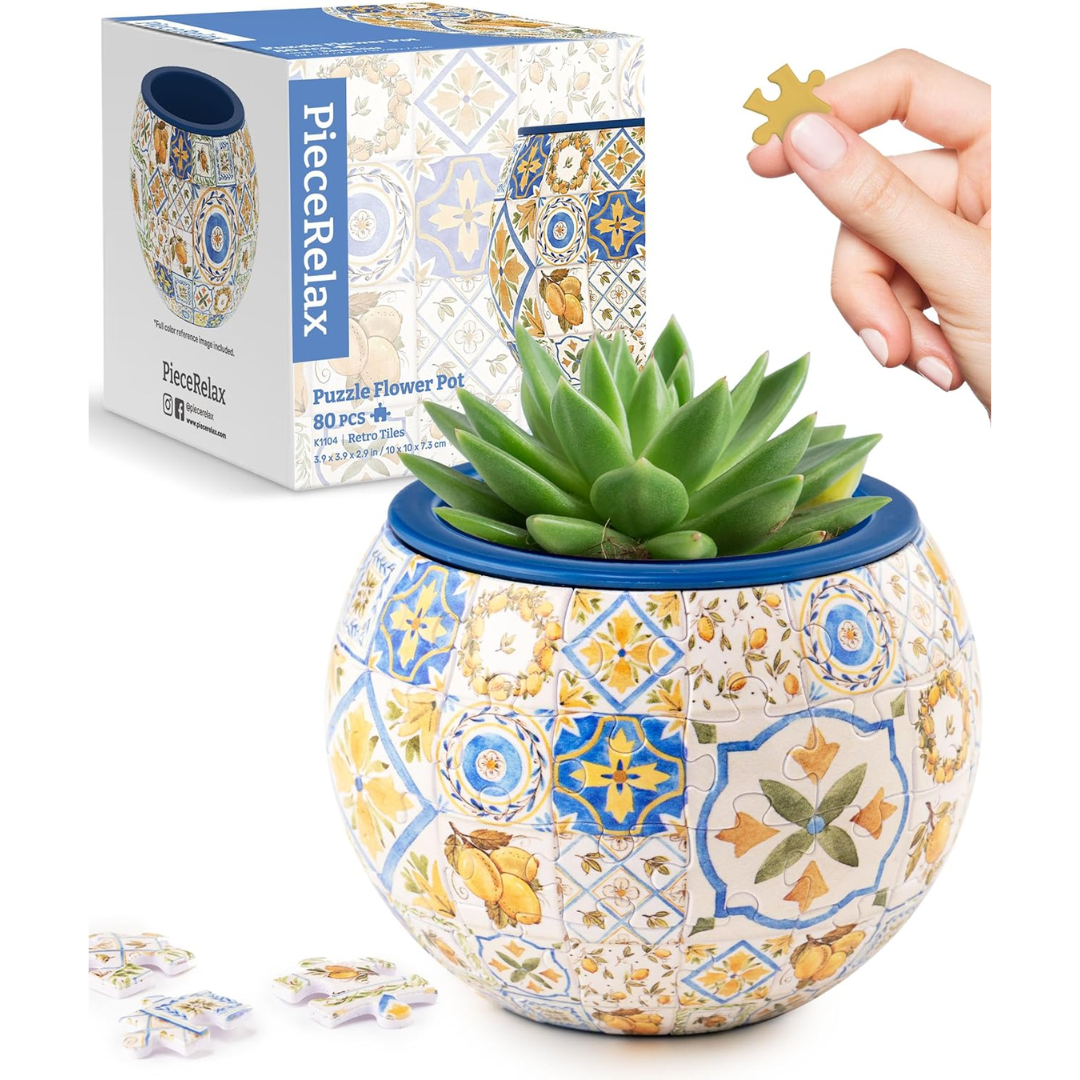 Maceta Rompecabezas 3D - Azulejos Retro (80 piezas)