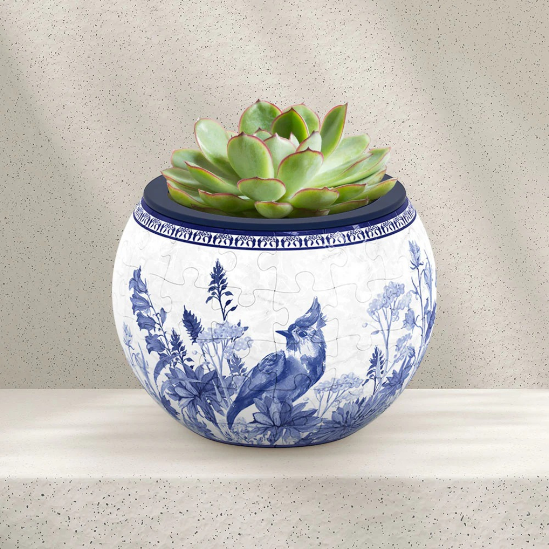 Maceta Rompecabezas 3D Aves y Flores Diseño Oriental (80 piezas)