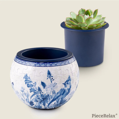 Maceta Rompecabezas 3D Aves y Flores Diseño Oriental (80 piezas)