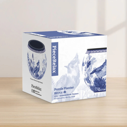 Maceta Rompecabezas 3D Aves y Flores Diseño Oriental (80 piezas)