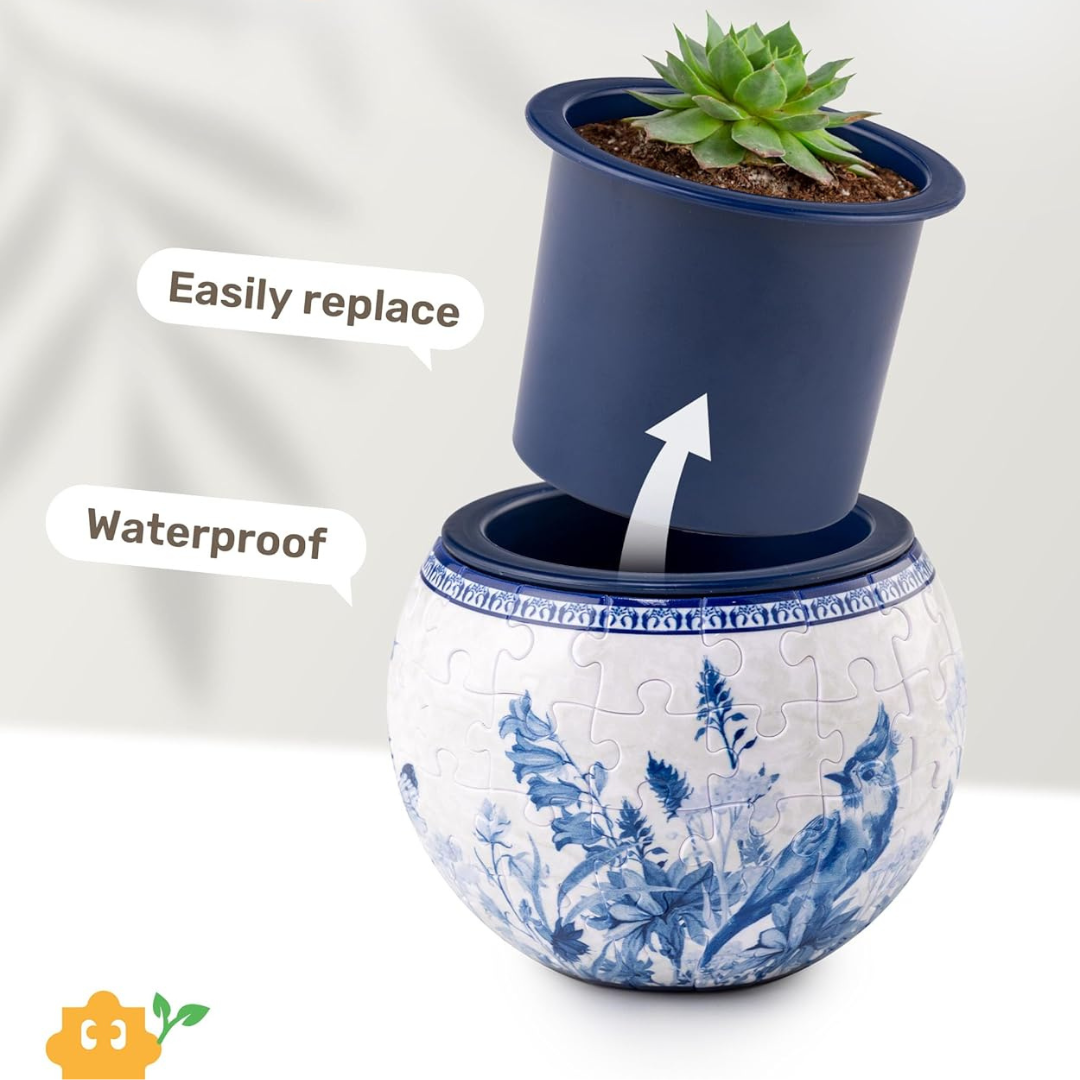 Maceta Rompecabezas 3D Aves y Flores Diseño Oriental (80 piezas)