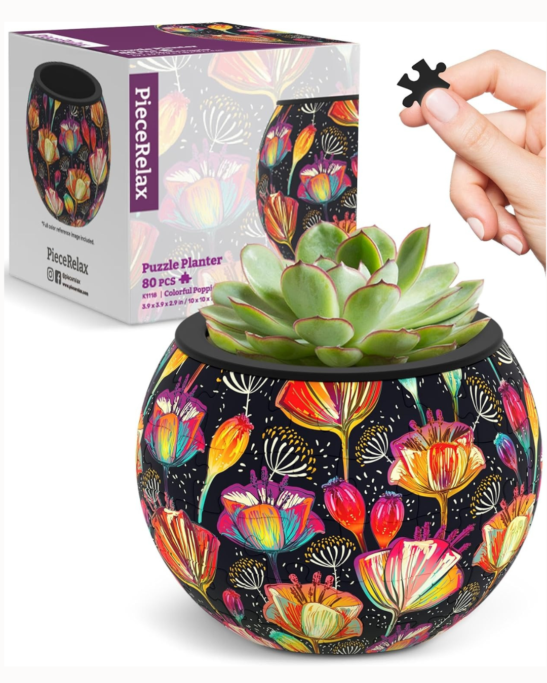 Maceta Rompecabezas 3D Amapolas Colorful Poppies (80 piezas)