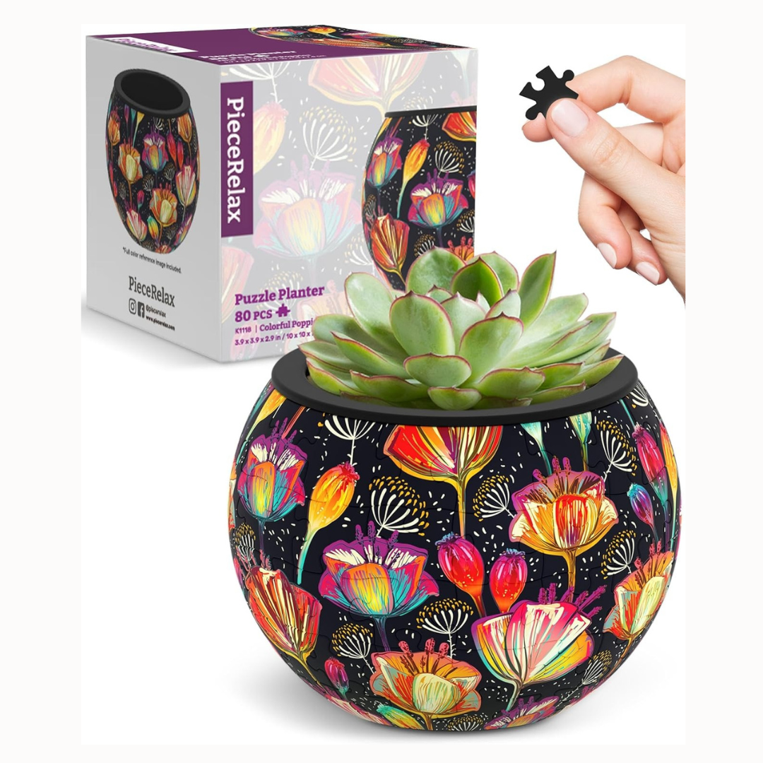 Maceta Rompecabezas 3D Amapolas Colorful Poppies (80 piezas)