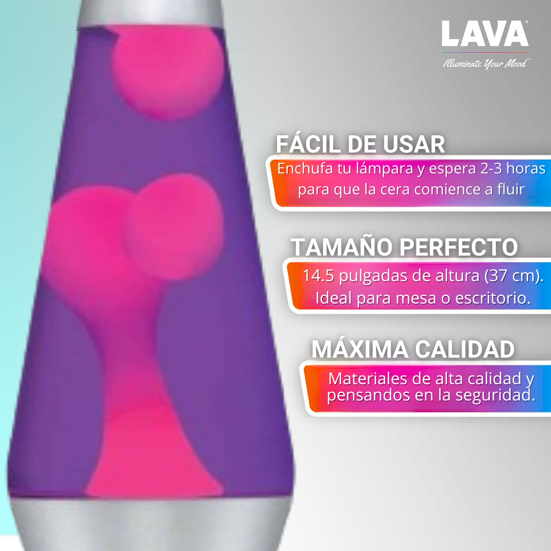 Lámpara LAVA - Morado - Rosado 14.5"