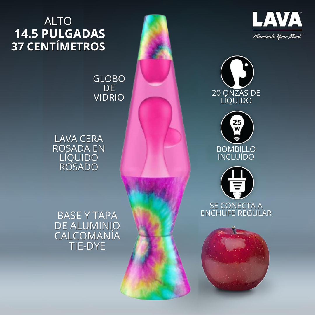 Lámpara LAVA - Espiral Rosa Tie Dye 14.5"