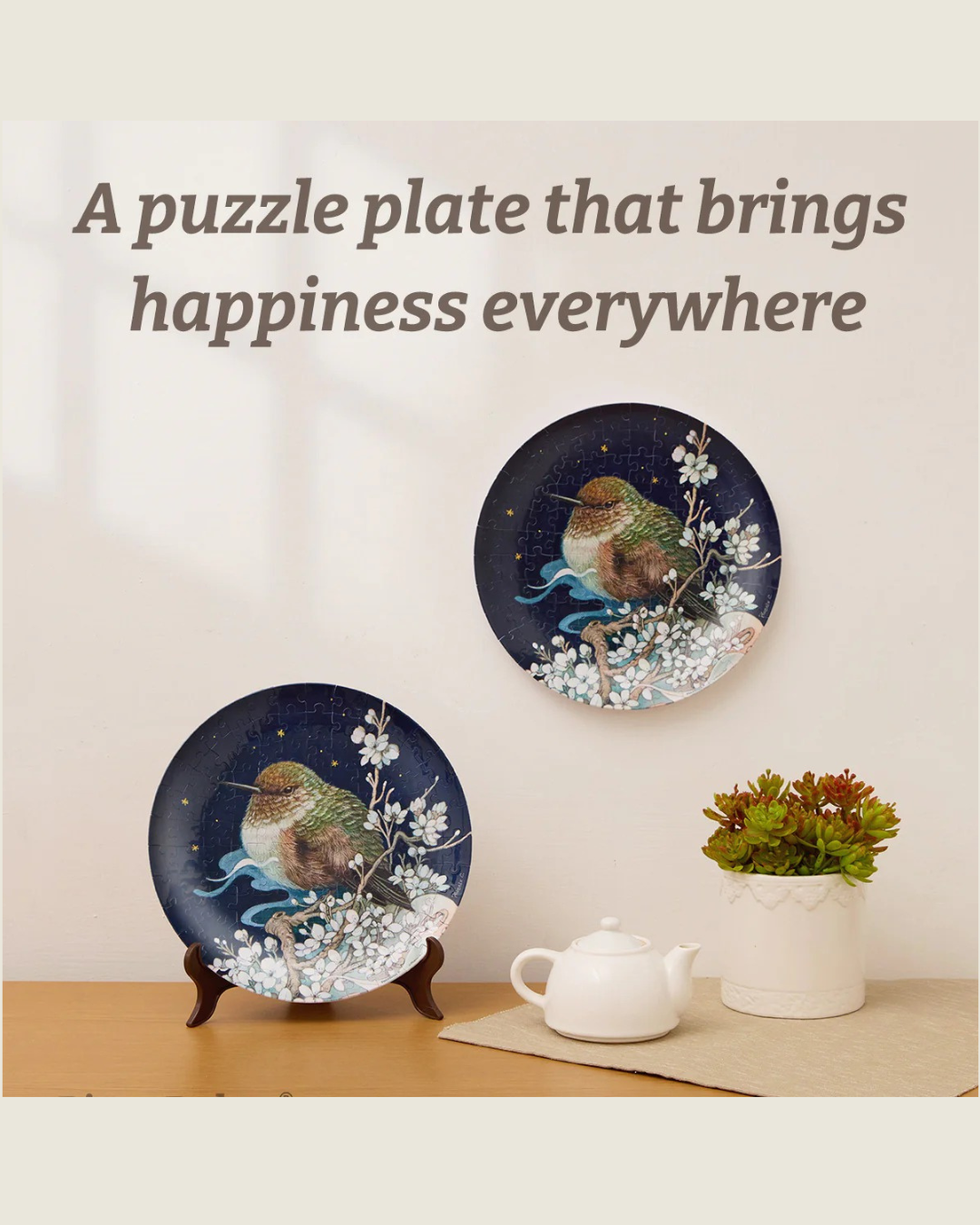 Plato Decorativo Rompecabezas 3D Peonías - Peony Blossom Elegance (124 piezas)