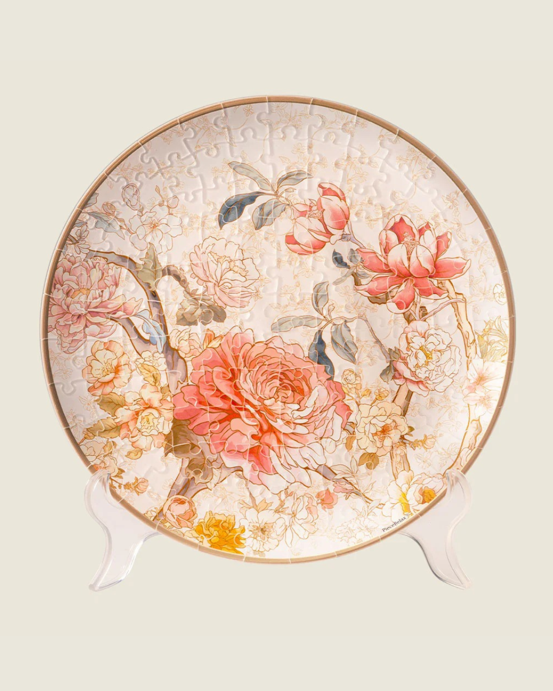 Plato Decorativo Rompecabezas 3D Peonías - Peony Blossom Elegance (124 piezas)