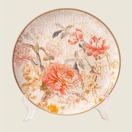 Plato Decorativo Rompecabezas 3D Peonías - Peony Blossom Elegance (124 piezas)
