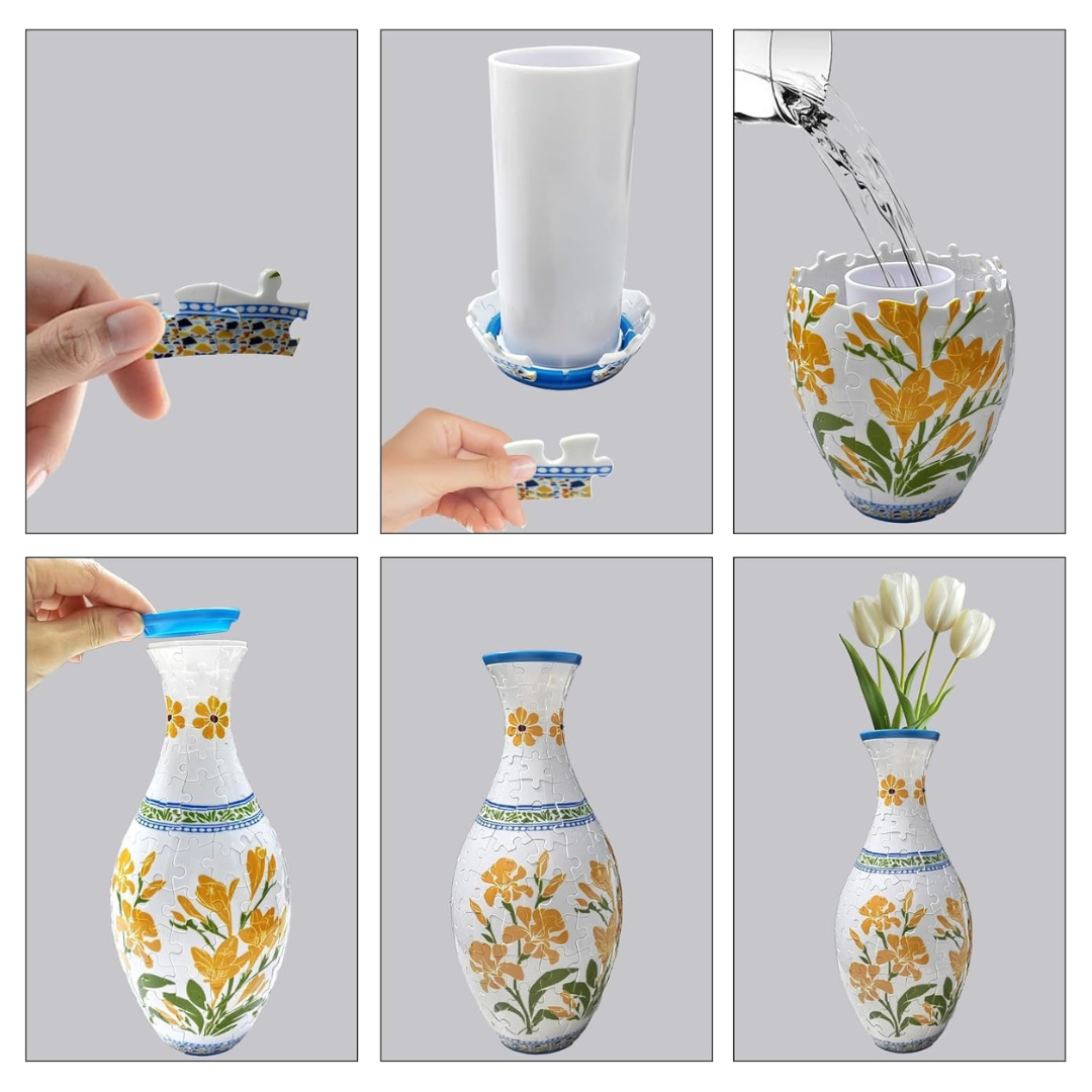Jarrón Rompecabezas 3D Floral Verano (160 piezas) – Jarrón Decorativo Armable