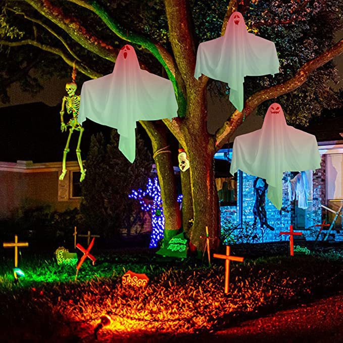 Halloween Fantasma Colgante con Luz Multicolor