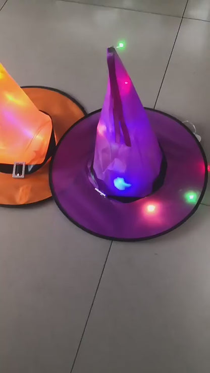 Halloween Sombrero de bruja con luces - Disfraz/Decoración